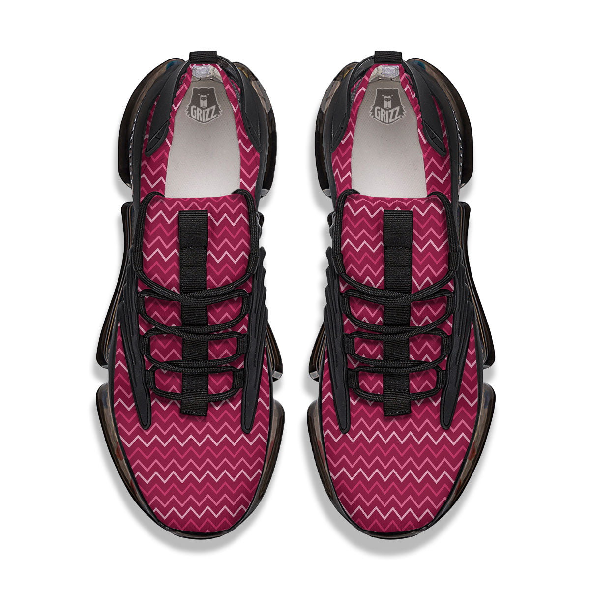 Zigzag Magenta Pink Print Pattern Black Gym Shoes-grizzshop