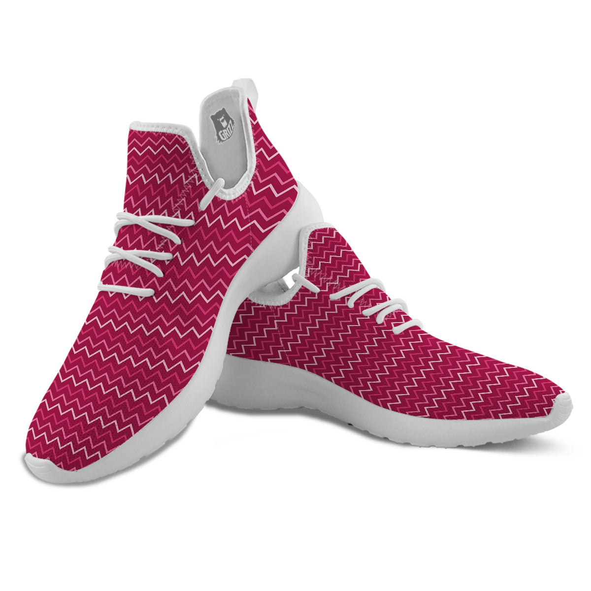 Zigzag Magenta Pink Print Pattern White Athletic Shoes-grizzshop