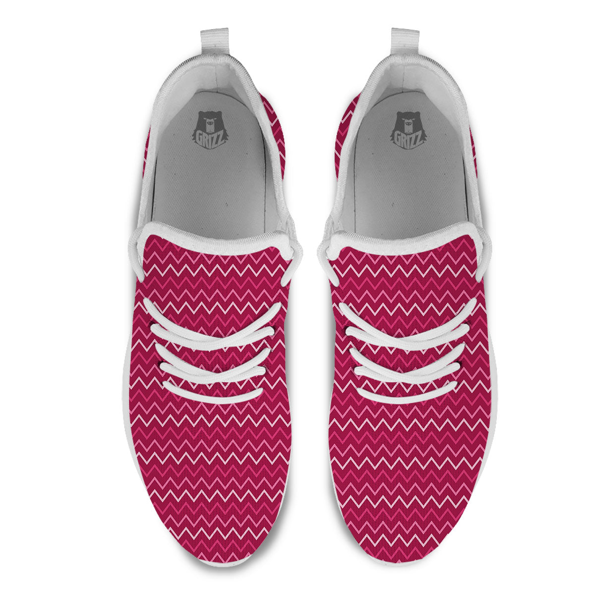 Zigzag Magenta Pink Print Pattern White Athletic Shoes-grizzshop
