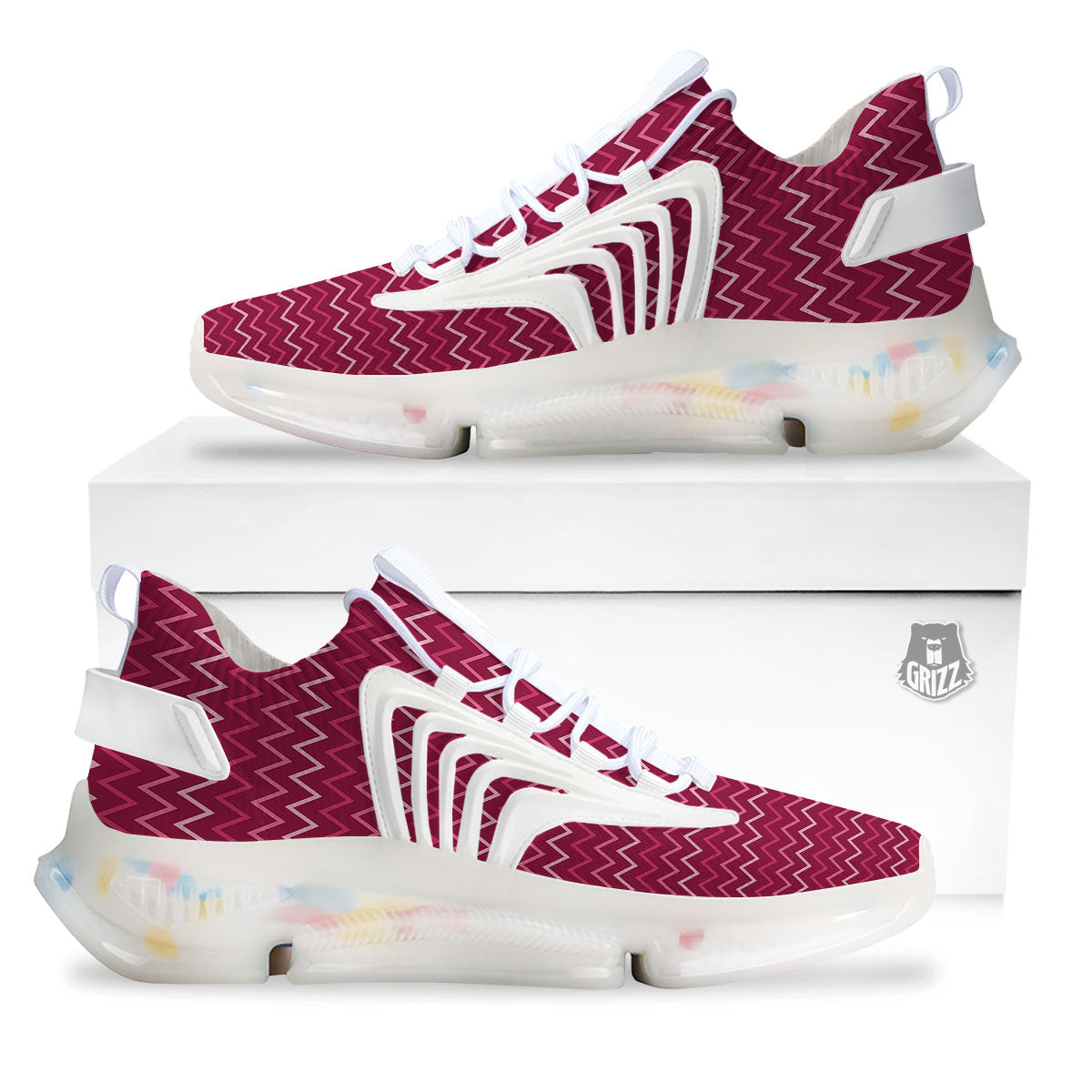 Zigzag Magenta Pink Print Pattern White Gym Shoes-grizzshop