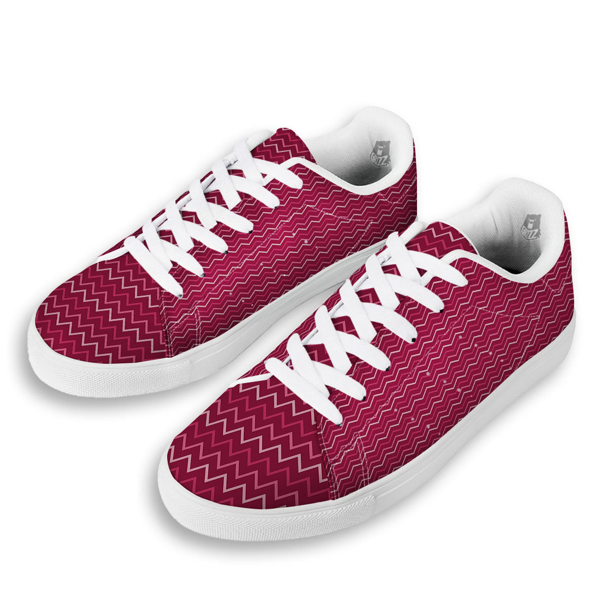 Zigzag Magenta Pink Print Pattern White Low Top Sneakers-grizzshop