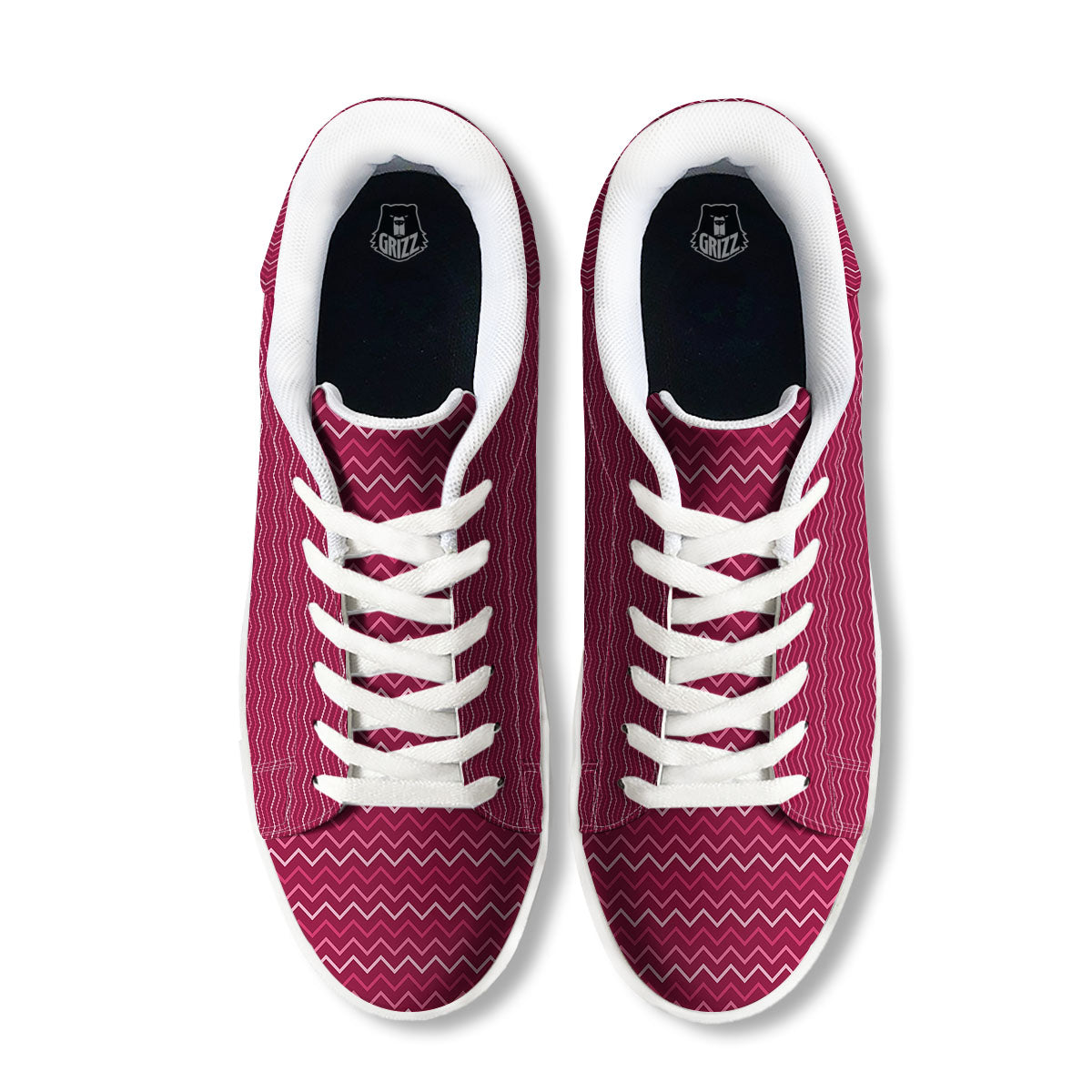 Zigzag Magenta Pink Print Pattern White Low Top Sneakers-grizzshop