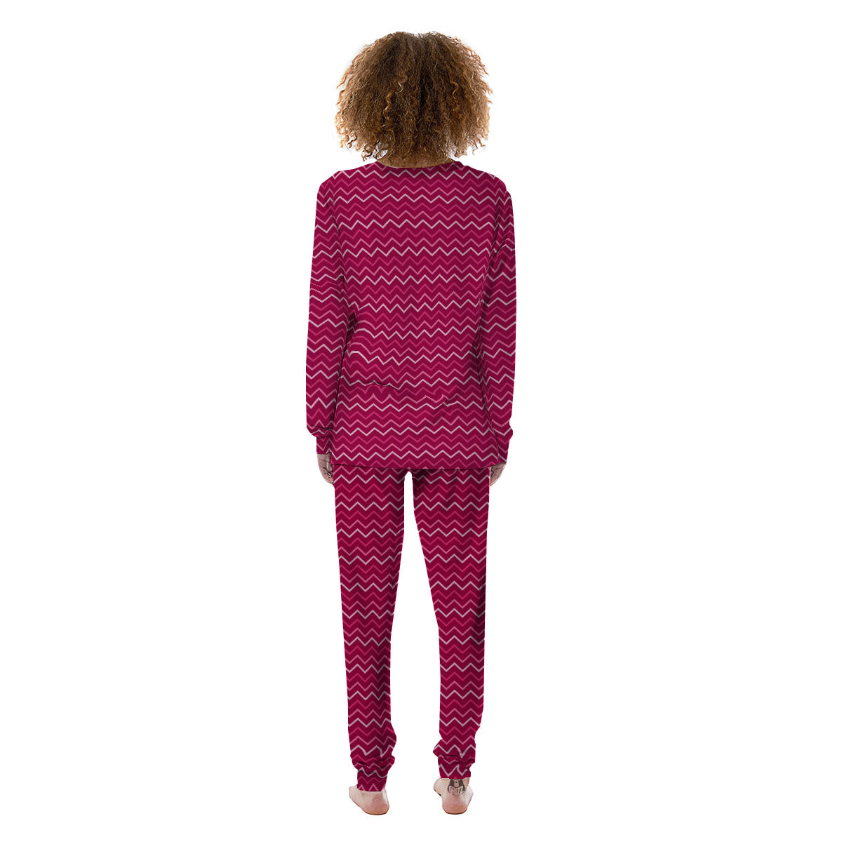 Zigzag Magenta Pink Print Pattern Women's Pajamas-grizzshop