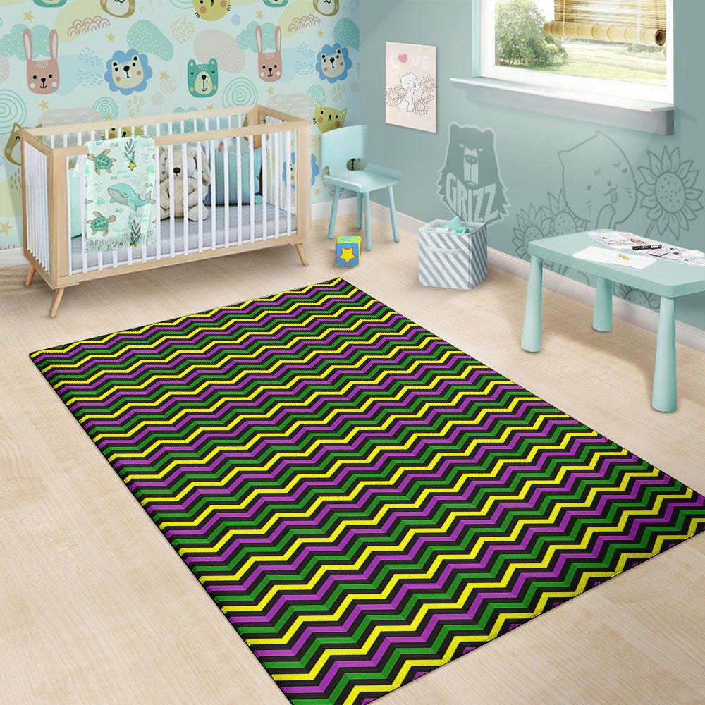 Zigzag Mardi Gras Print Pattern Floor Mat-grizzshop