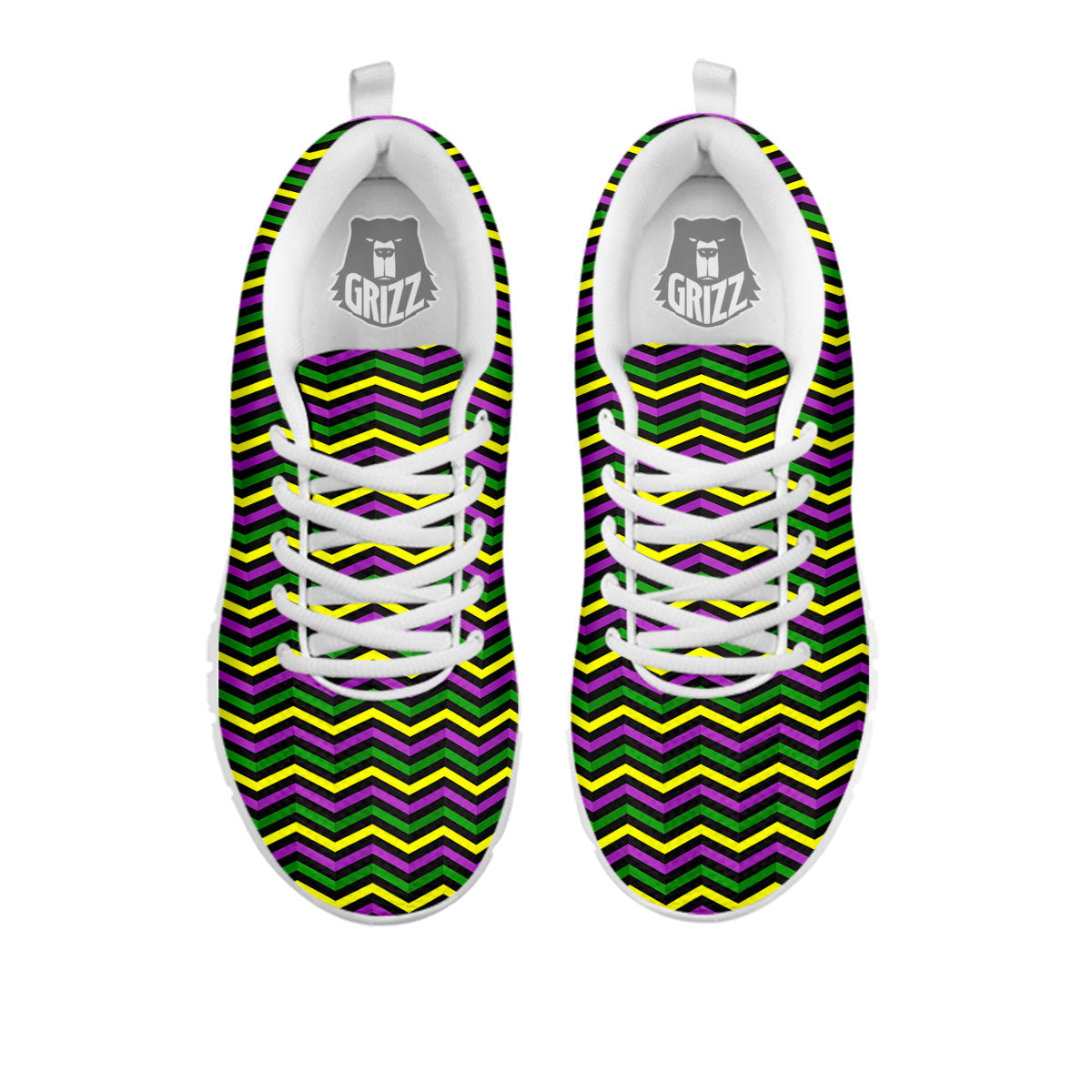 Zigzag Mardi Gras Print Pattern White Sneaker-grizzshop