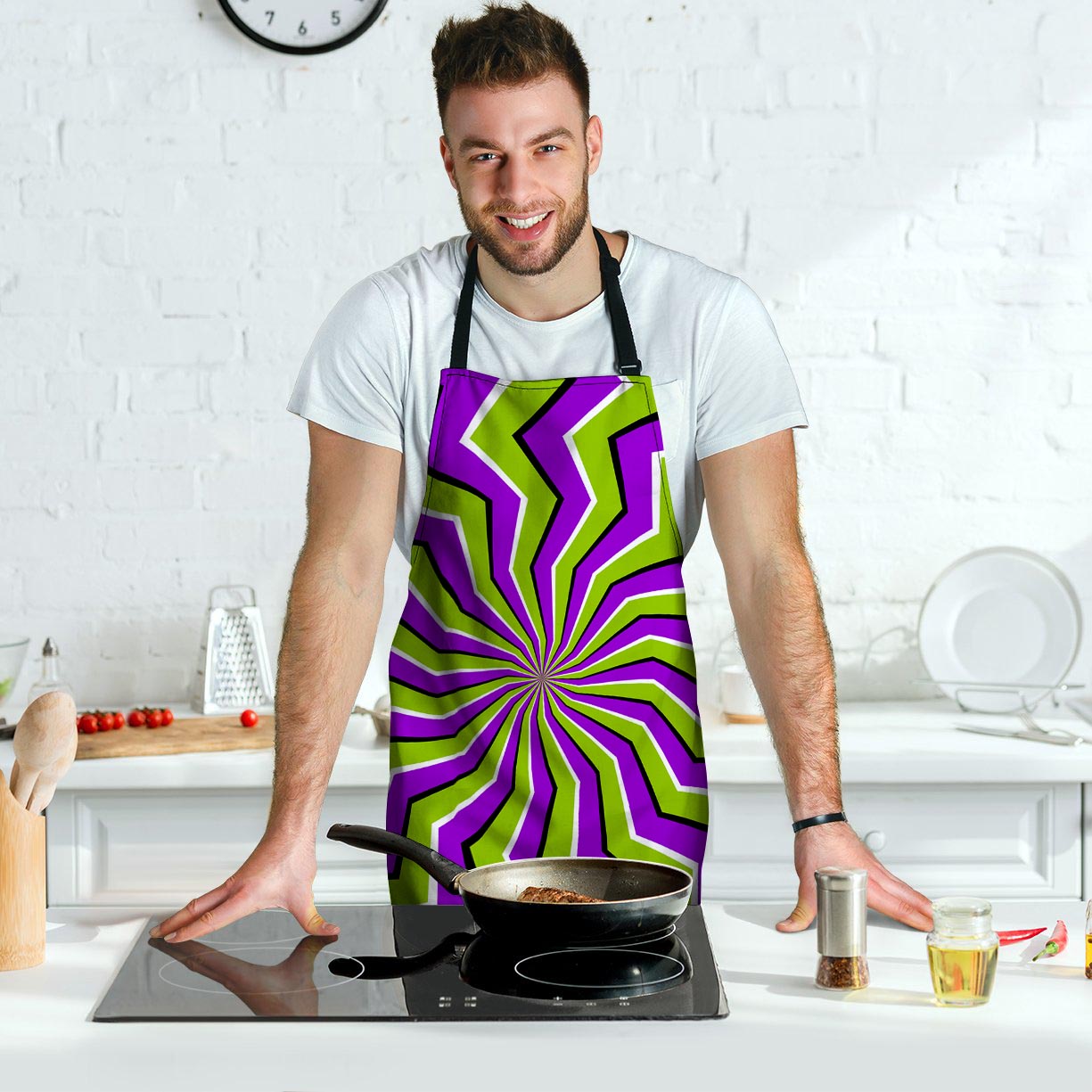 Zigzag Optical illusion Men's Apron-grizzshop