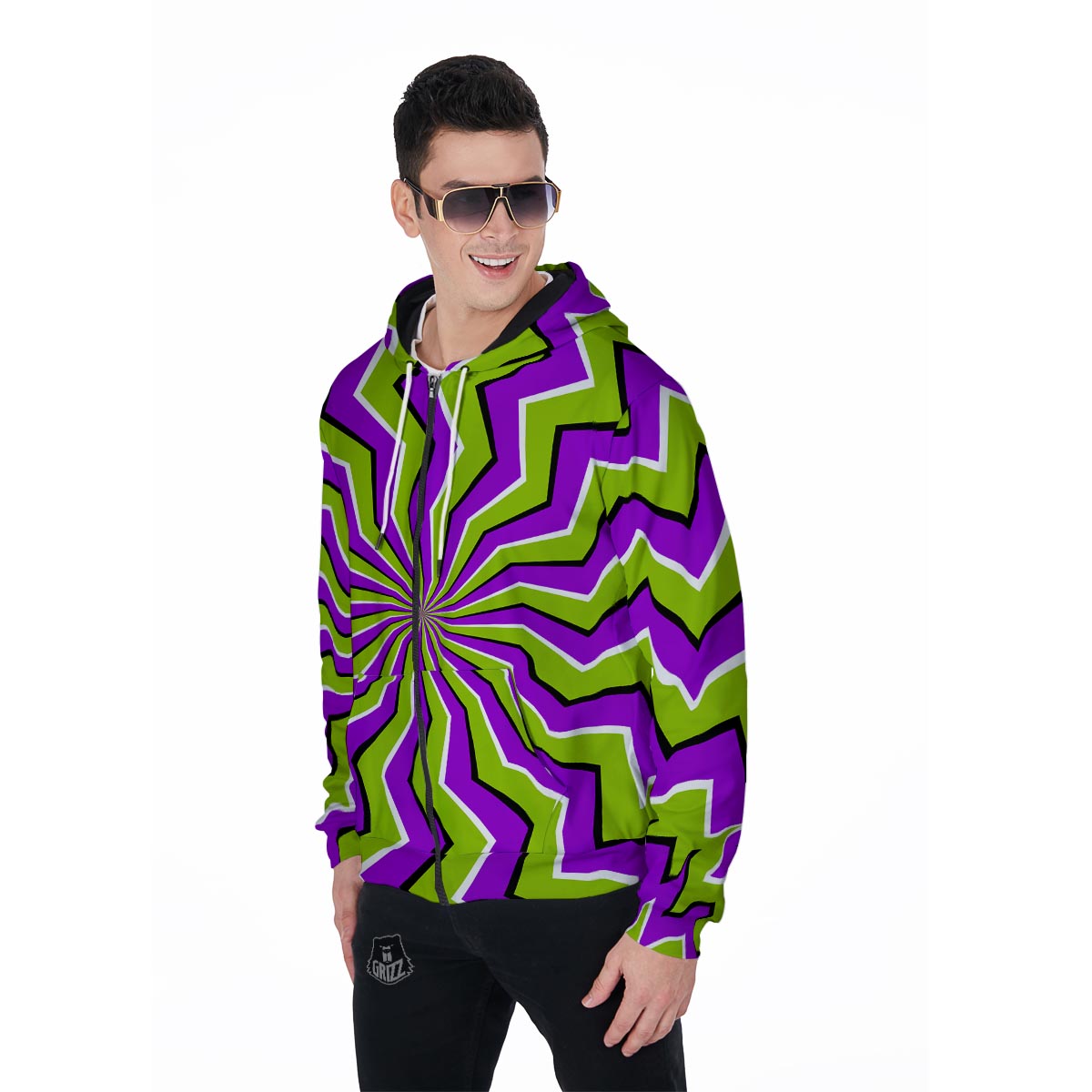 Zigzag Optical illusion Men's Zip Up Hoodie-grizzshop