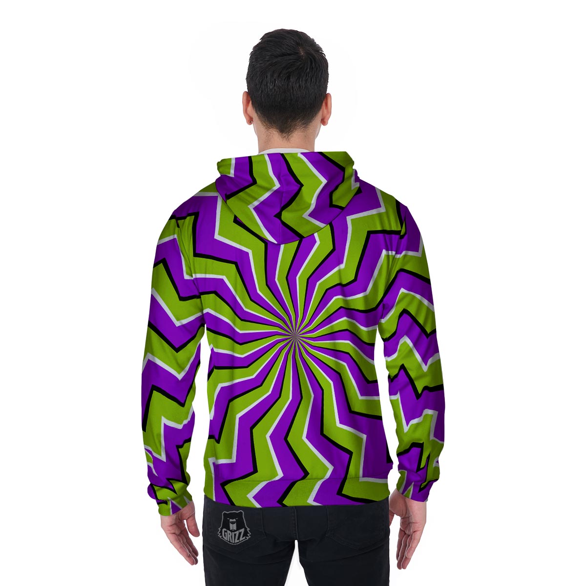 Zigzag Optical illusion Men's Zip Up Hoodie-grizzshop