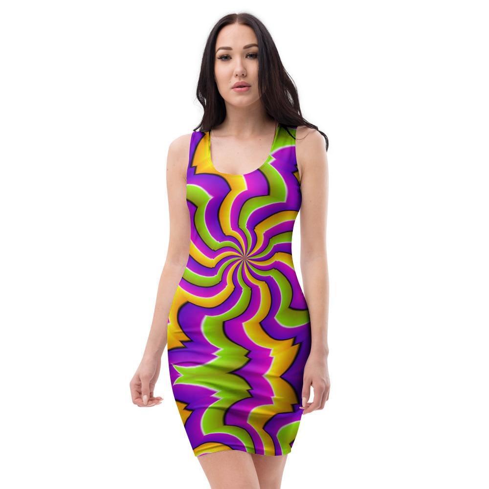 Zigzag Psychedelic Optical illusion Bodycon Dress-grizzshop