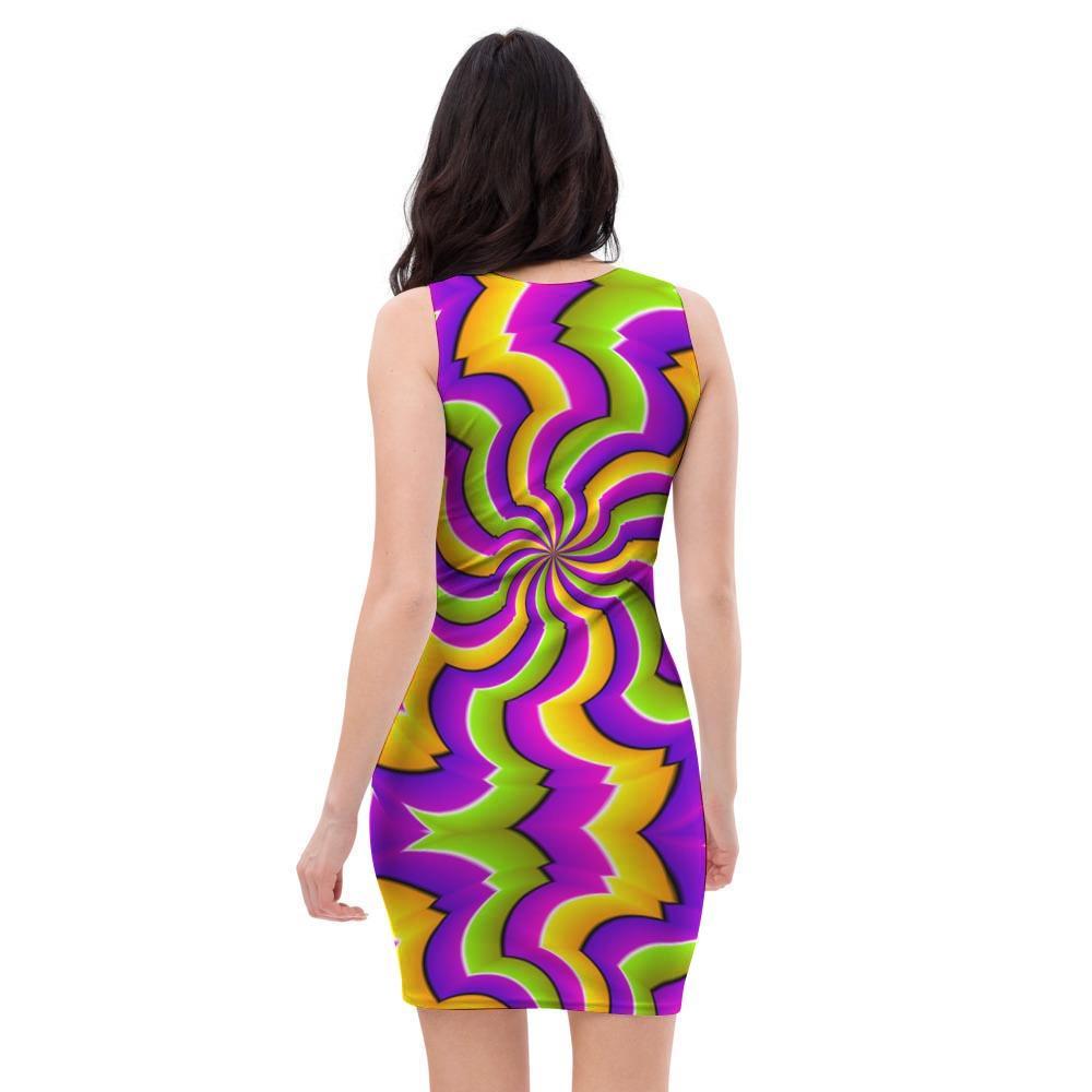 Zigzag Psychedelic Optical illusion Bodycon Dress-grizzshop