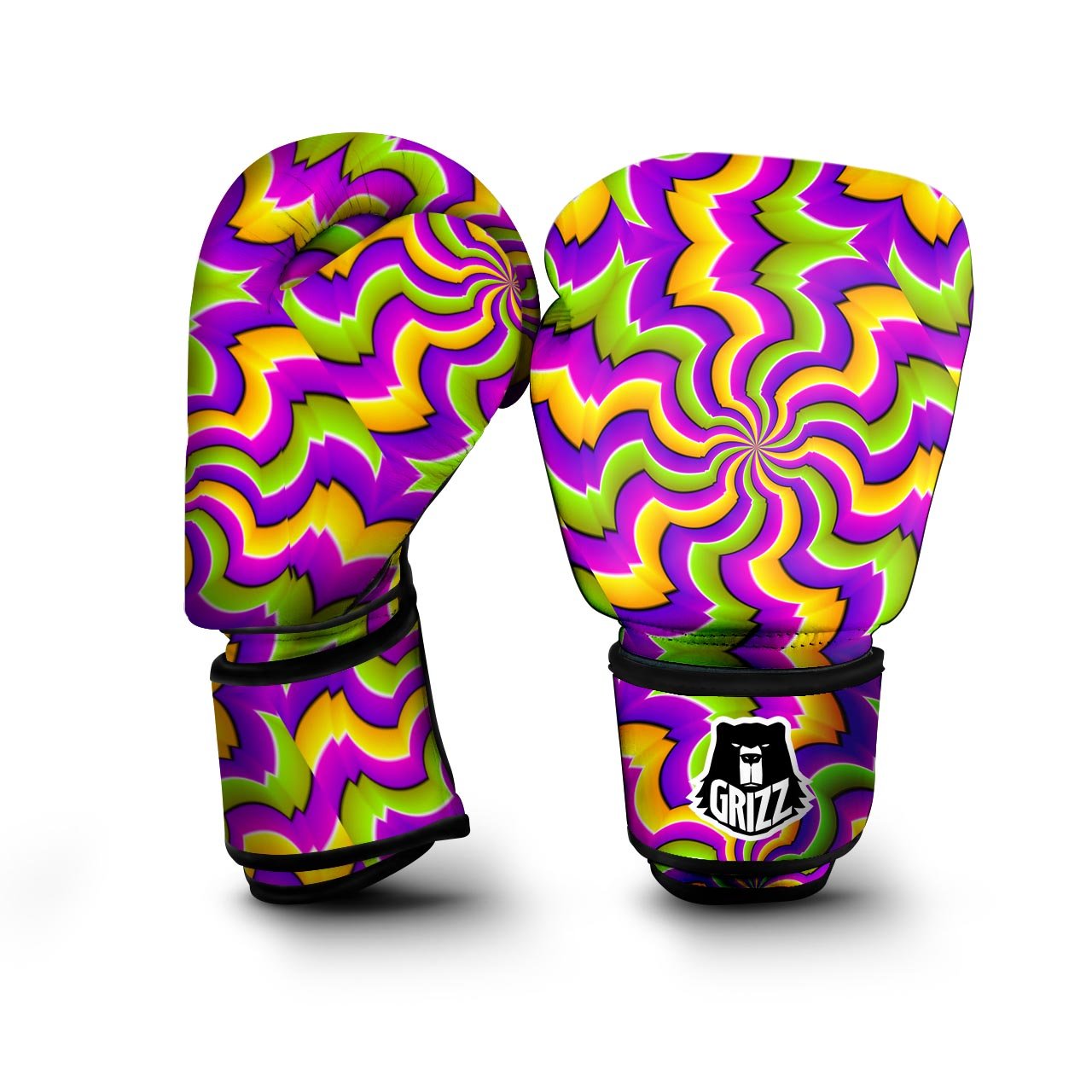 Zigzag Psychedelic Optical illusion Boxing Gloves-grizzshop