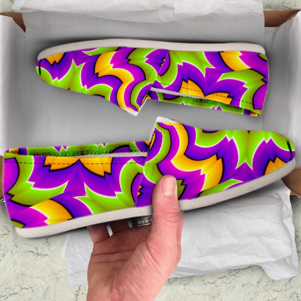 Zigzag Psychedelic Optical illusion Canvas Shoes-grizzshop