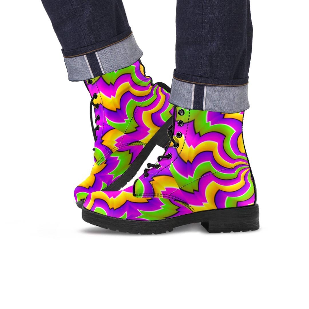 Zigzag Psychedelic Optical illusion Men's Boots-grizzshop