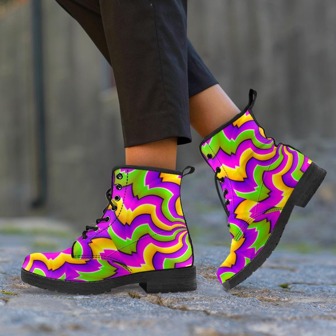 Zigzag Psychedelic Optical illusion Men's Boots-grizzshop