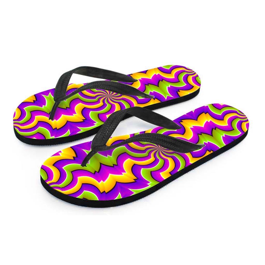 Zigzag Psychedelic Optical illusion Men's Flip Flops-grizzshop
