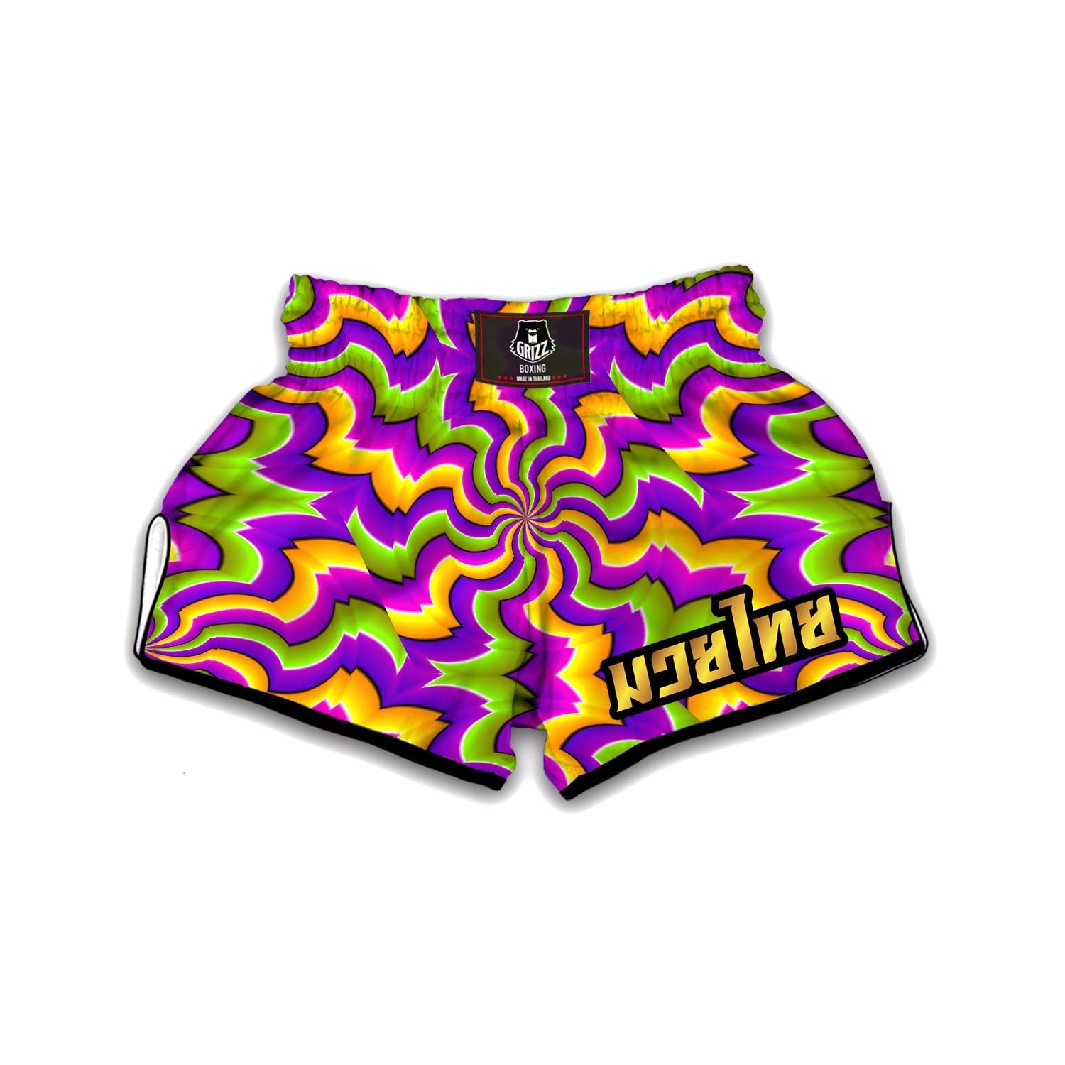 Zigzag Psychedelic Optical illusion Muay Thai Boxing Shorts-grizzshop