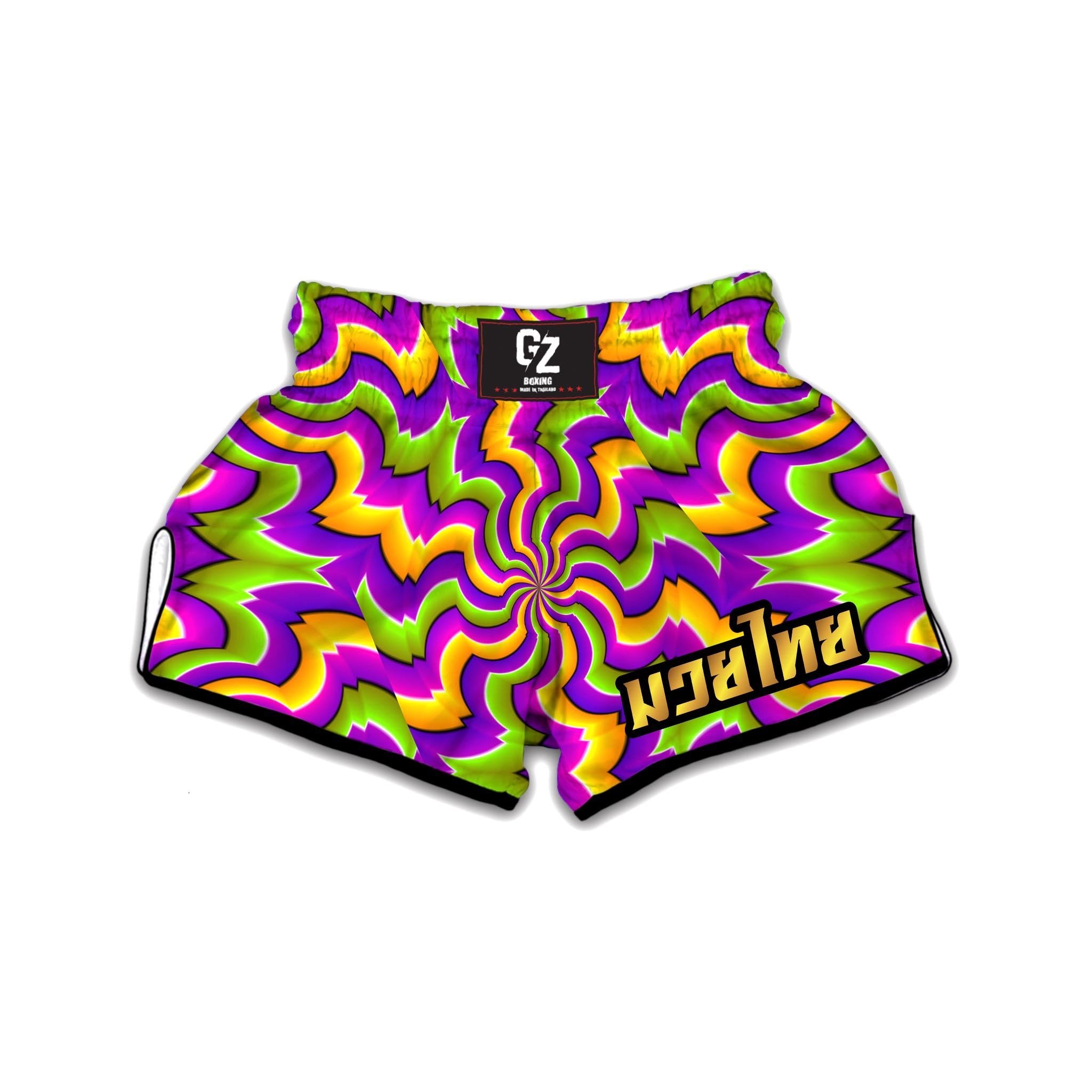 Zigzag Psychedelic Optical illusion Muay Thai Boxing Shorts-grizzshop