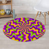 Zigzag Psychedelic Optical illusion Round Rug-grizzshop