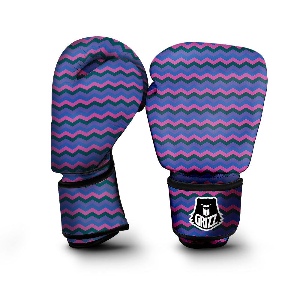 Zigzag Purple And Blue Print Pattern Boxing Gloves-grizzshop