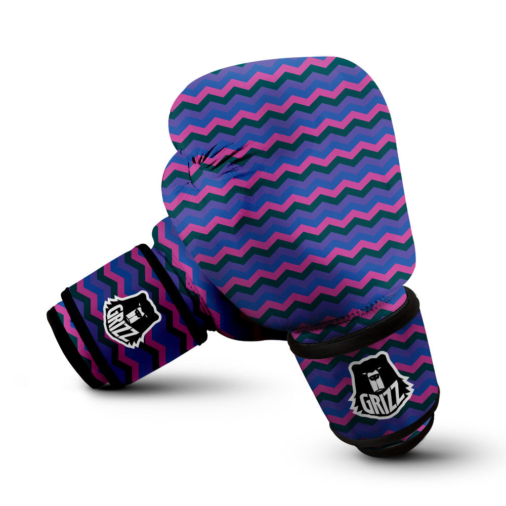 Zigzag Purple And Blue Print Pattern Boxing Gloves-grizzshop