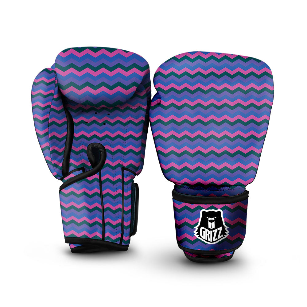 Zigzag Purple And Blue Print Pattern Boxing Gloves-grizzshop