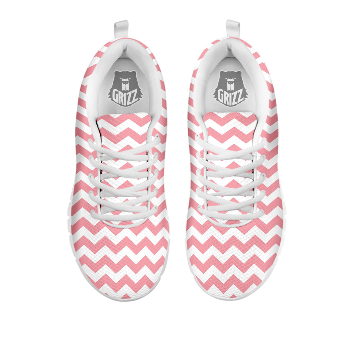 Zigzag White And Pink Print Pattern White Sneaker-grizzshop