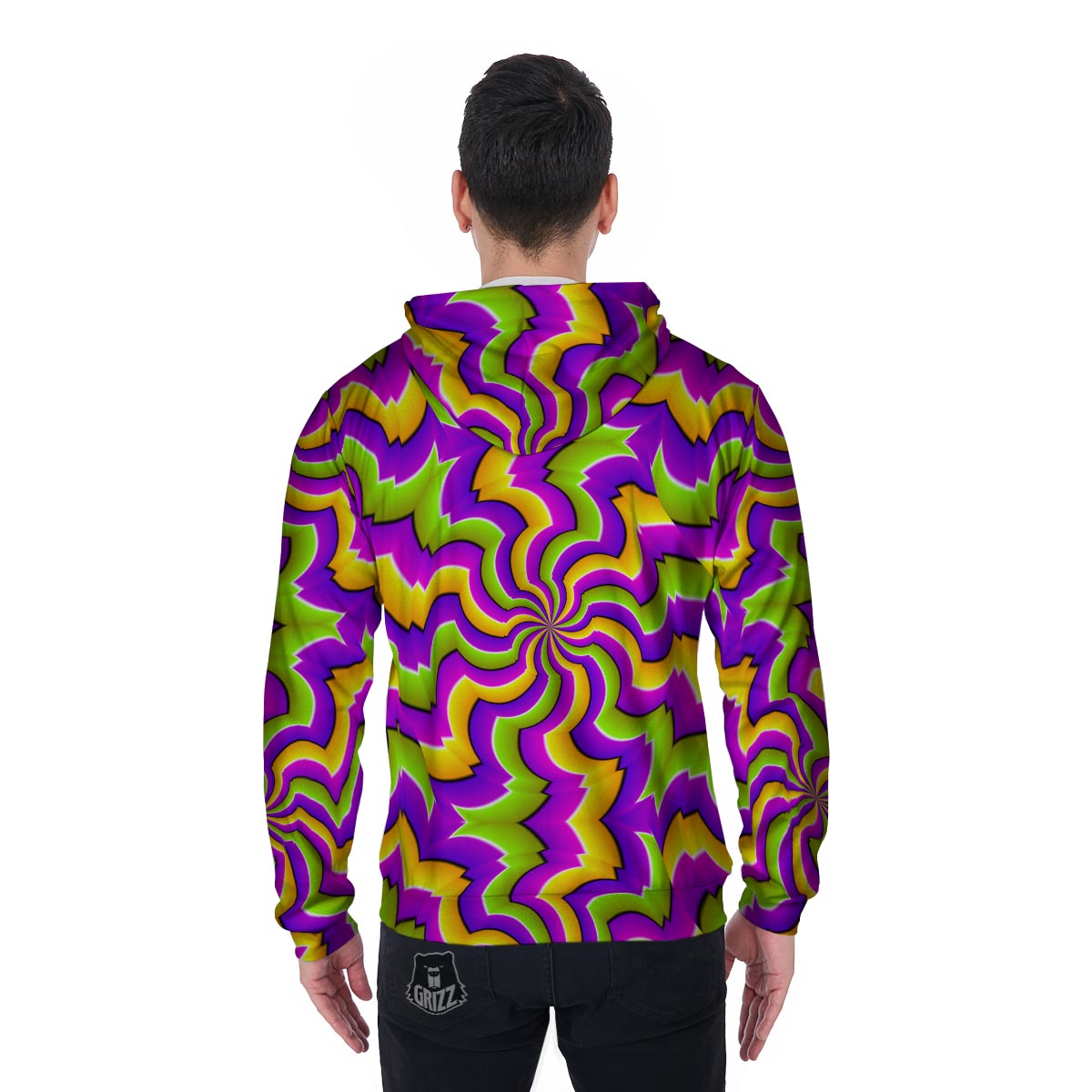 Zigzag Psychedelic Optical illusion Men's Zip Up Hoodie-grizzshop