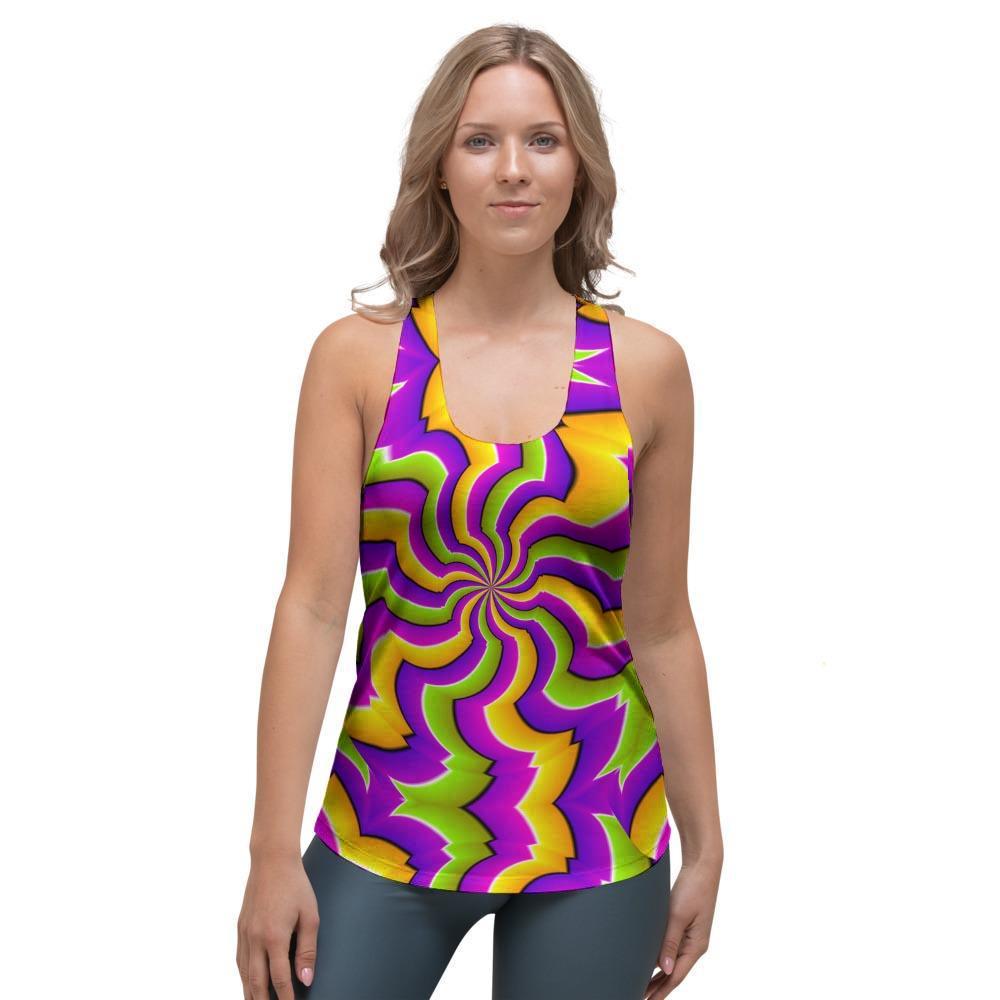 Zigzag Psychedelic Optical illusion Women's Racerback Tank Top-grizzshop