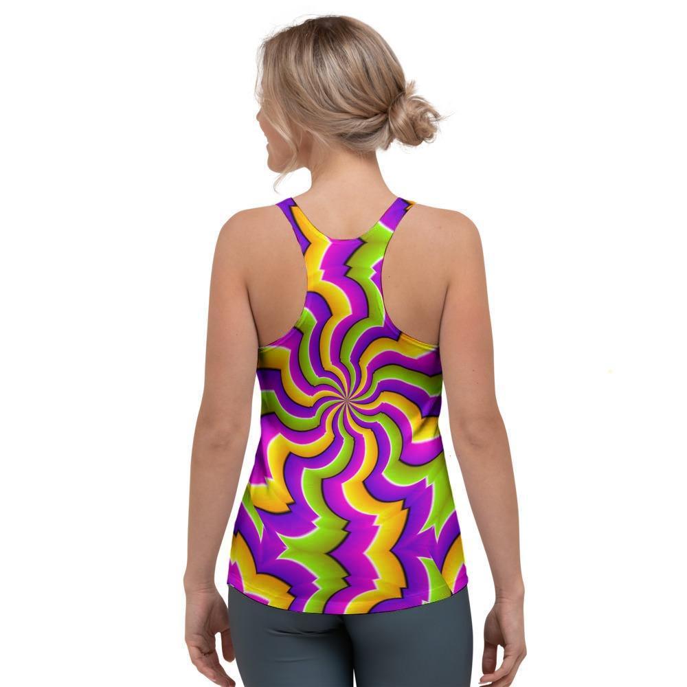 Zigzag Psychedelic Optical illusion Women's Racerback Tank Top-grizzshop