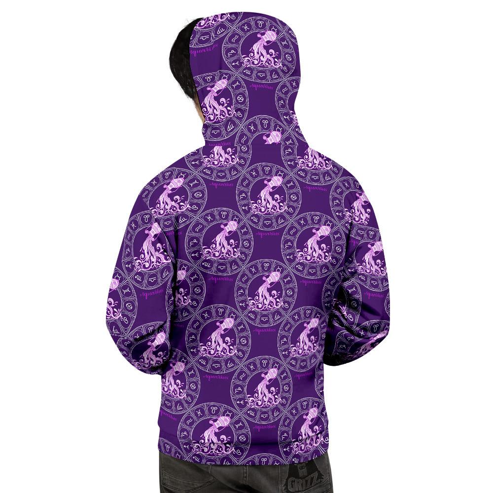 Zodiac Aquarius Purple Print Pattern Men's Hoodie-grizzshop
