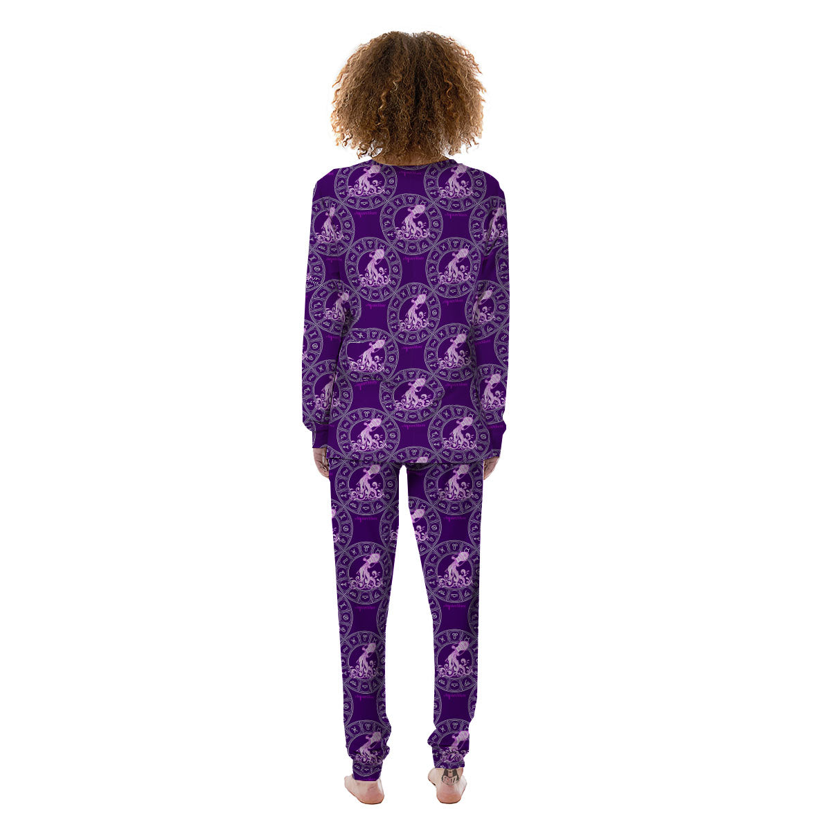 Zodiac Aquarius Purple Print Pattern Women's Pajamas-grizzshop