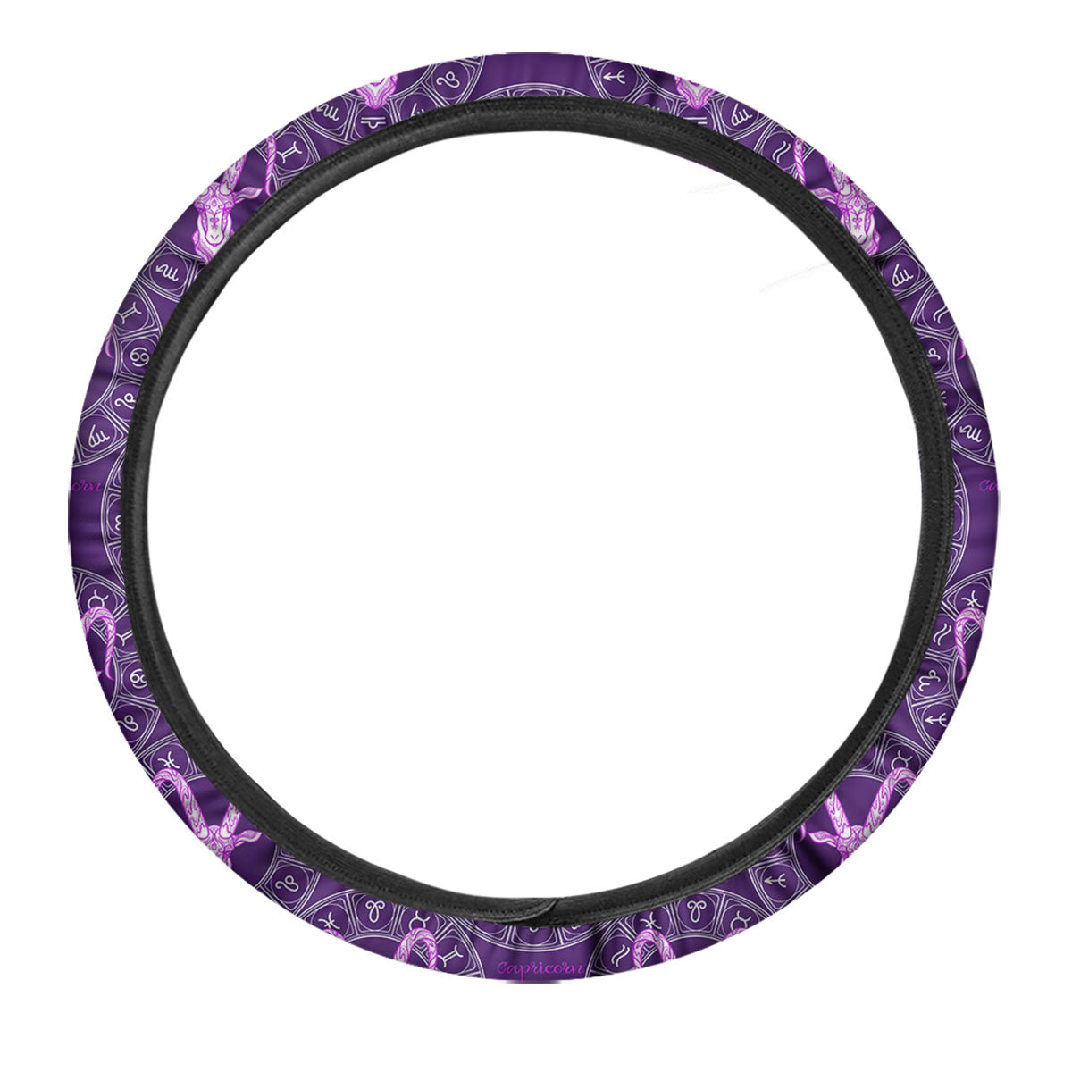 Zodiac Capricorn Purple Print Pattern Car Steering Wheel Cover-grizzshop