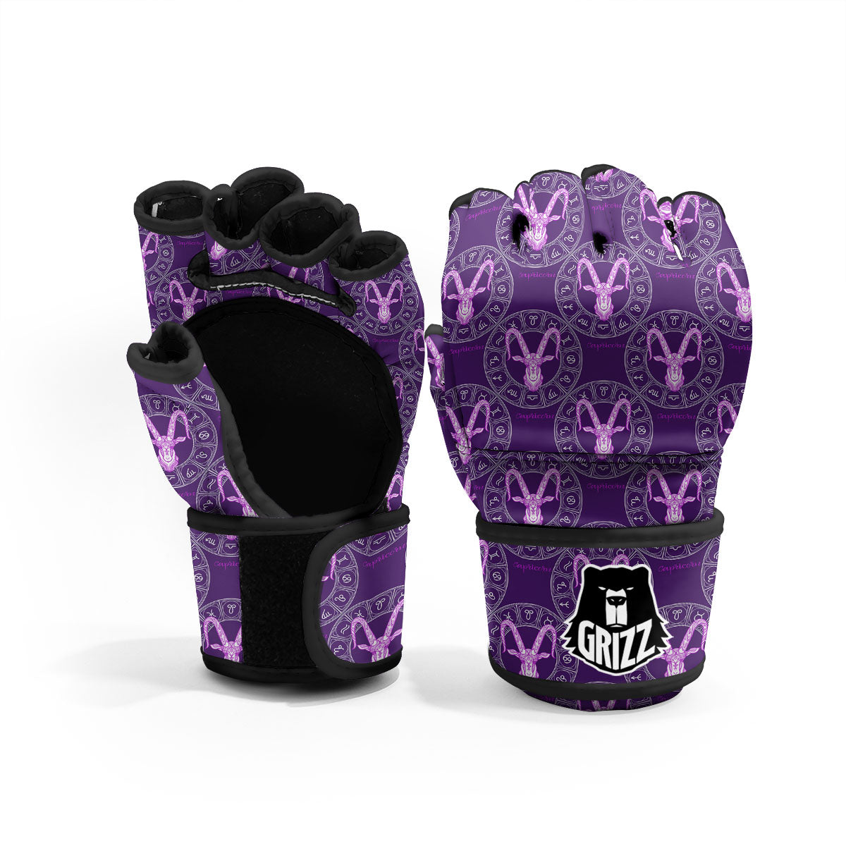 Zodiac Capricorn Purple Print Pattern MMA Gloves-grizzshop