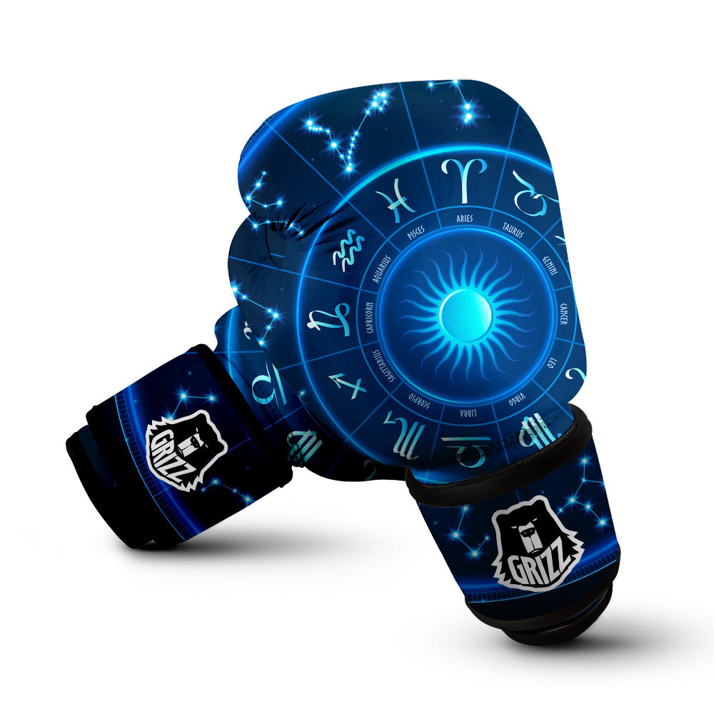 Zodiac Circle Blue Light Print Boxing Gloves-grizzshop
