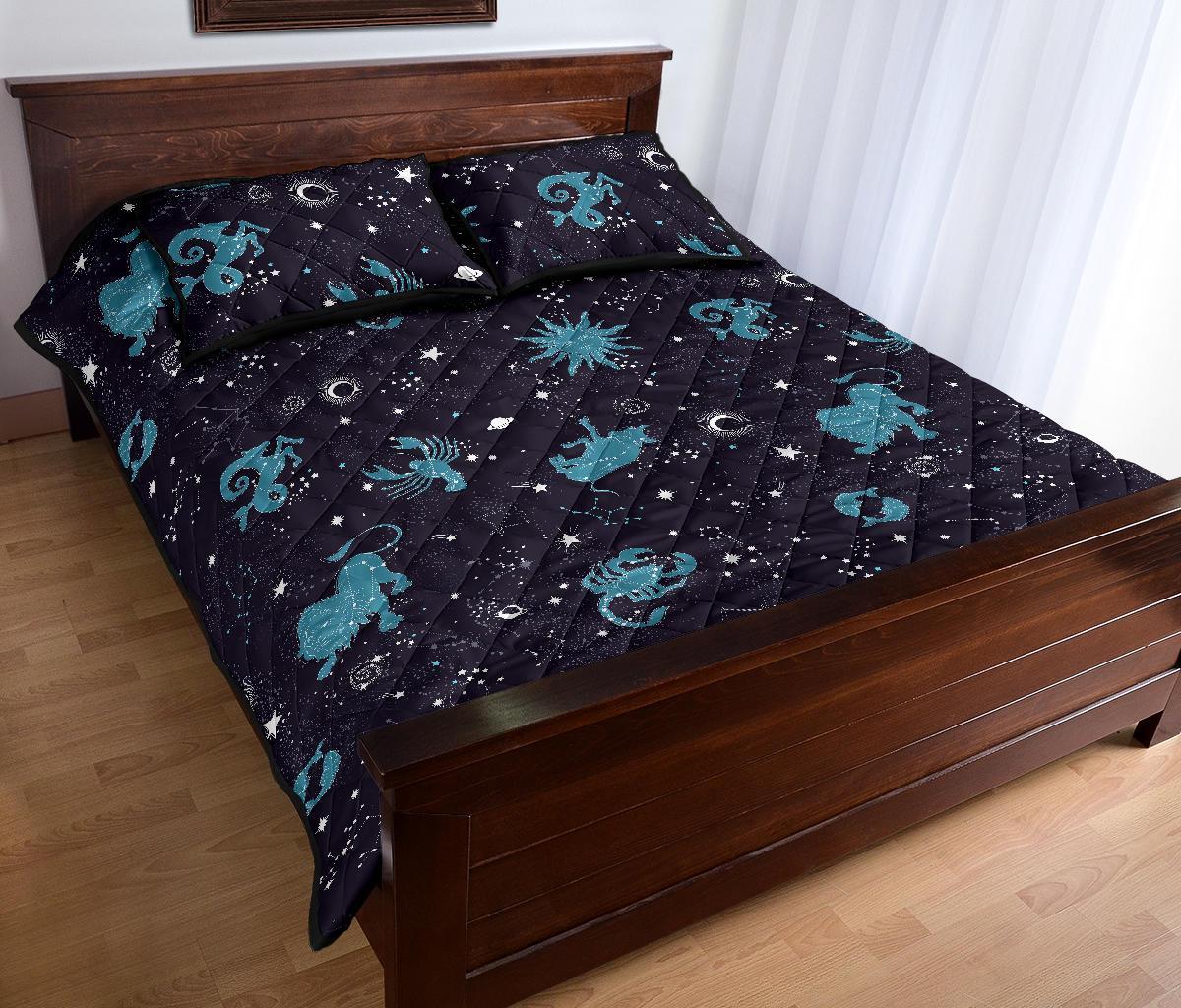 Zodiac Constellation Pattern Print Bed Set Quilt-grizzshop