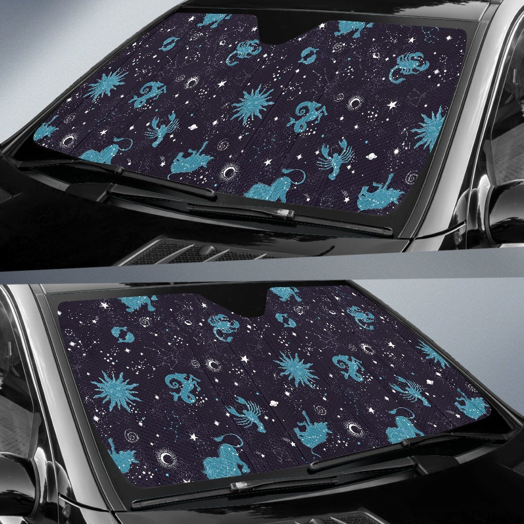 Zodiac Constellation Pattern Print Car Sun Shade-grizzshop