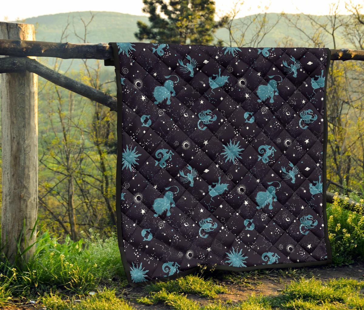 Zodiac Constellation Pattern Print Quilt-grizzshop