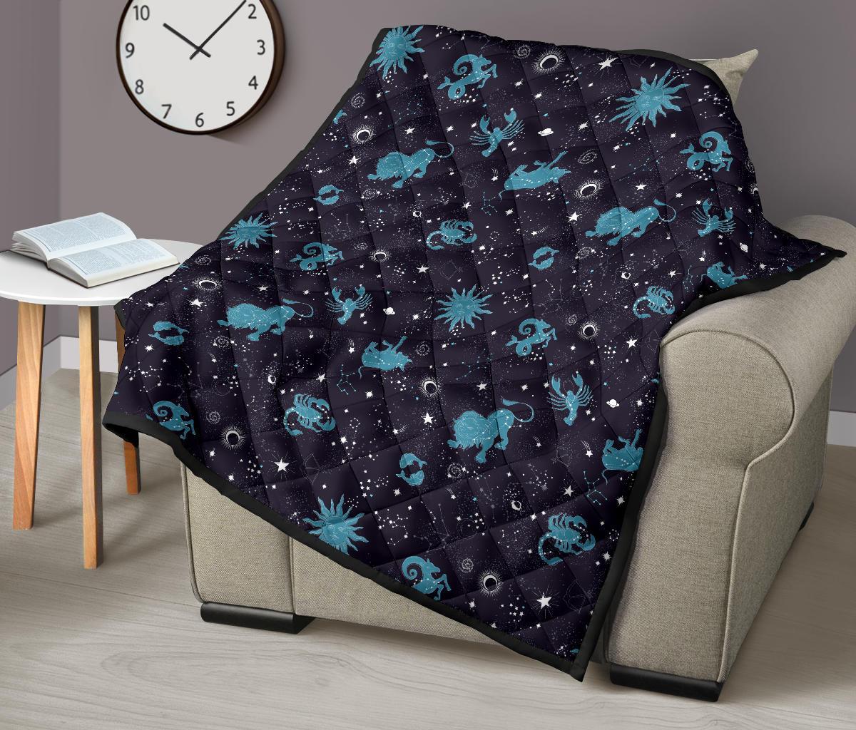 Zodiac Constellation Pattern Print Quilt-grizzshop