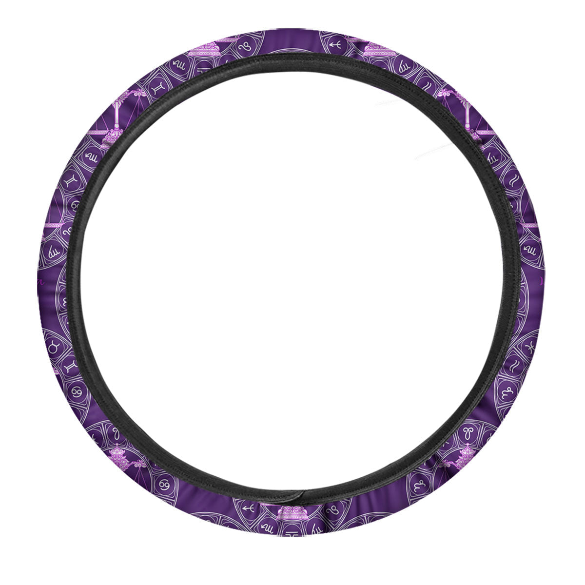 Zodiac Libra Purple Print Pattern Car Steering Wheel Cover-grizzshop