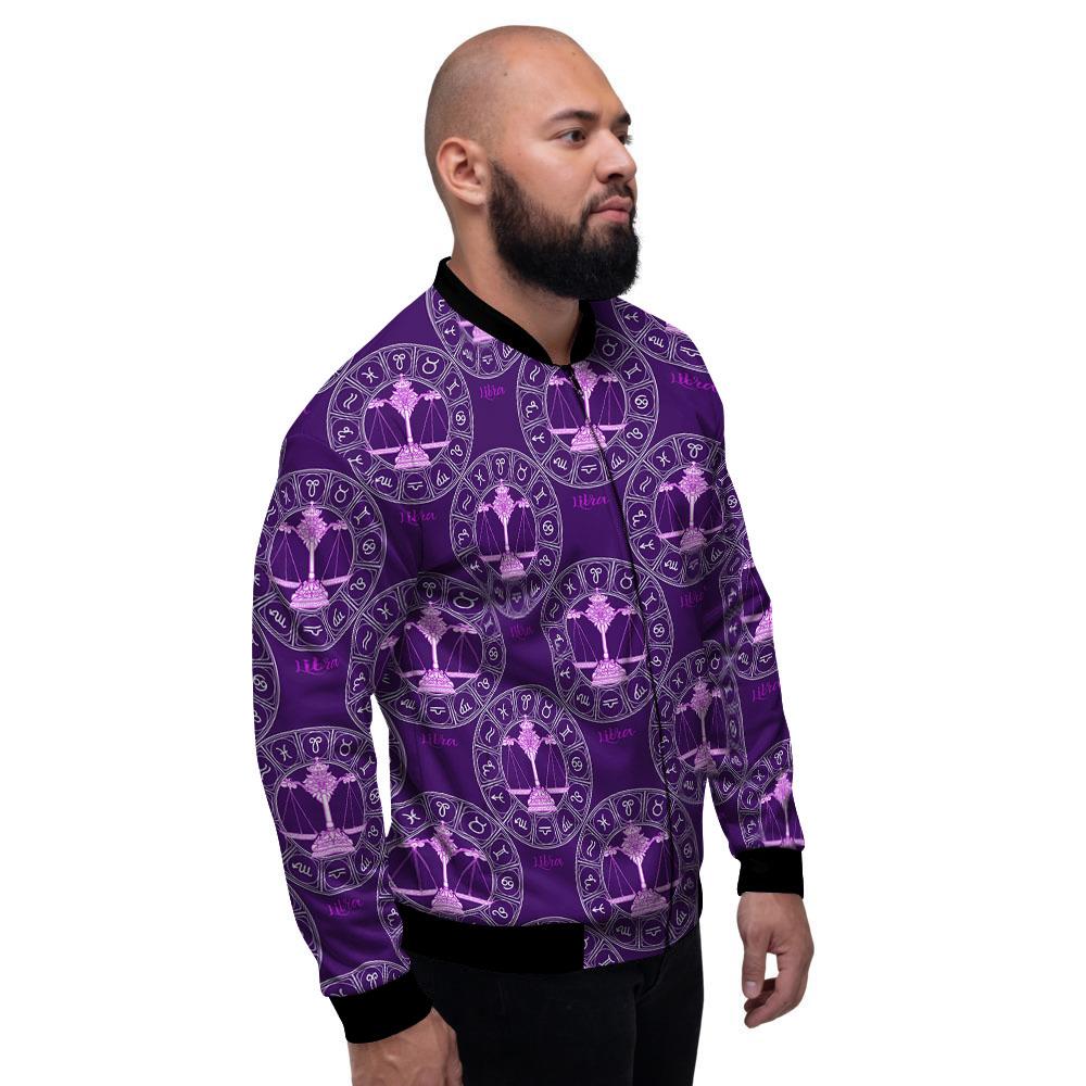 Zodiac Libra Purple Print Pattern Men's Bomber Jacket-grizzshop