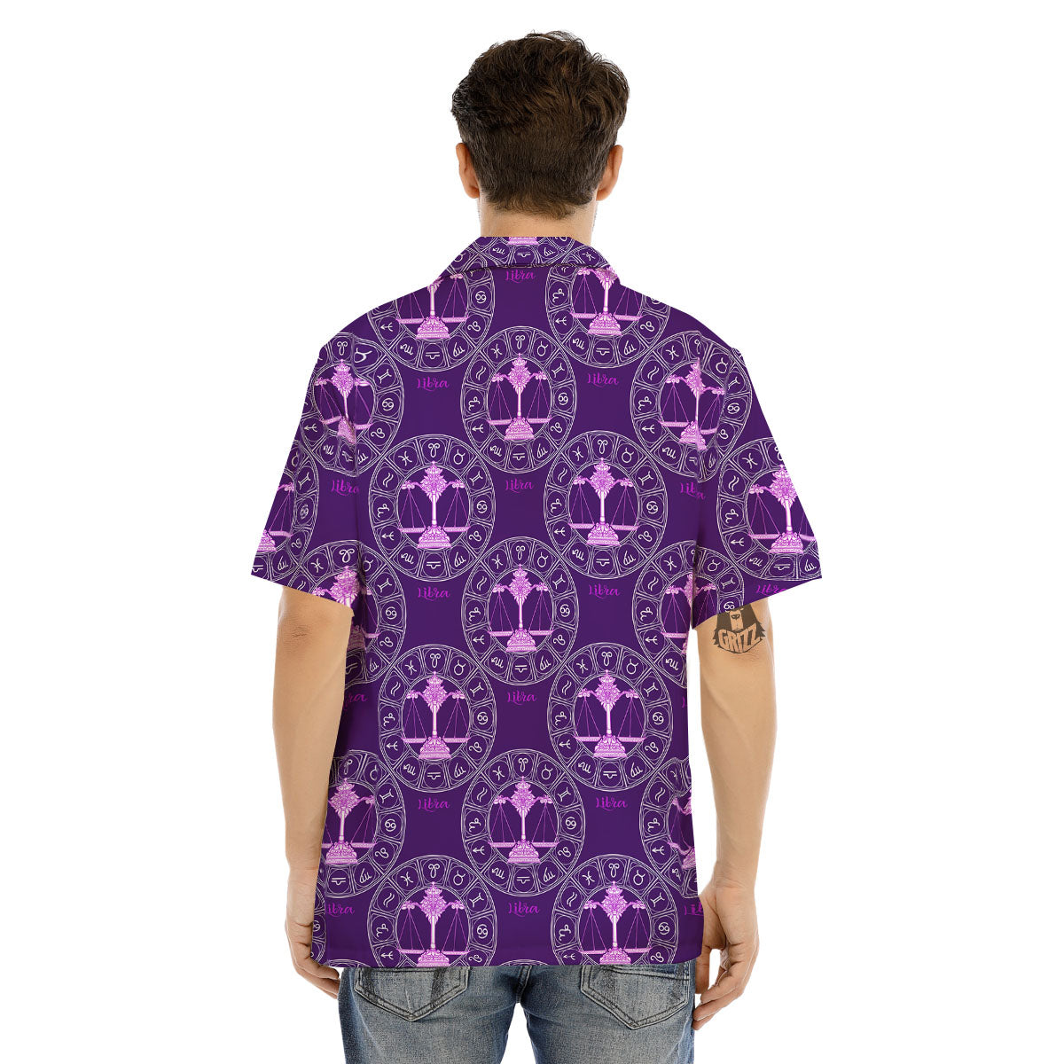 Zodiac Libra Purple Print Pattern Men's Hawaiian Shirt-grizzshop