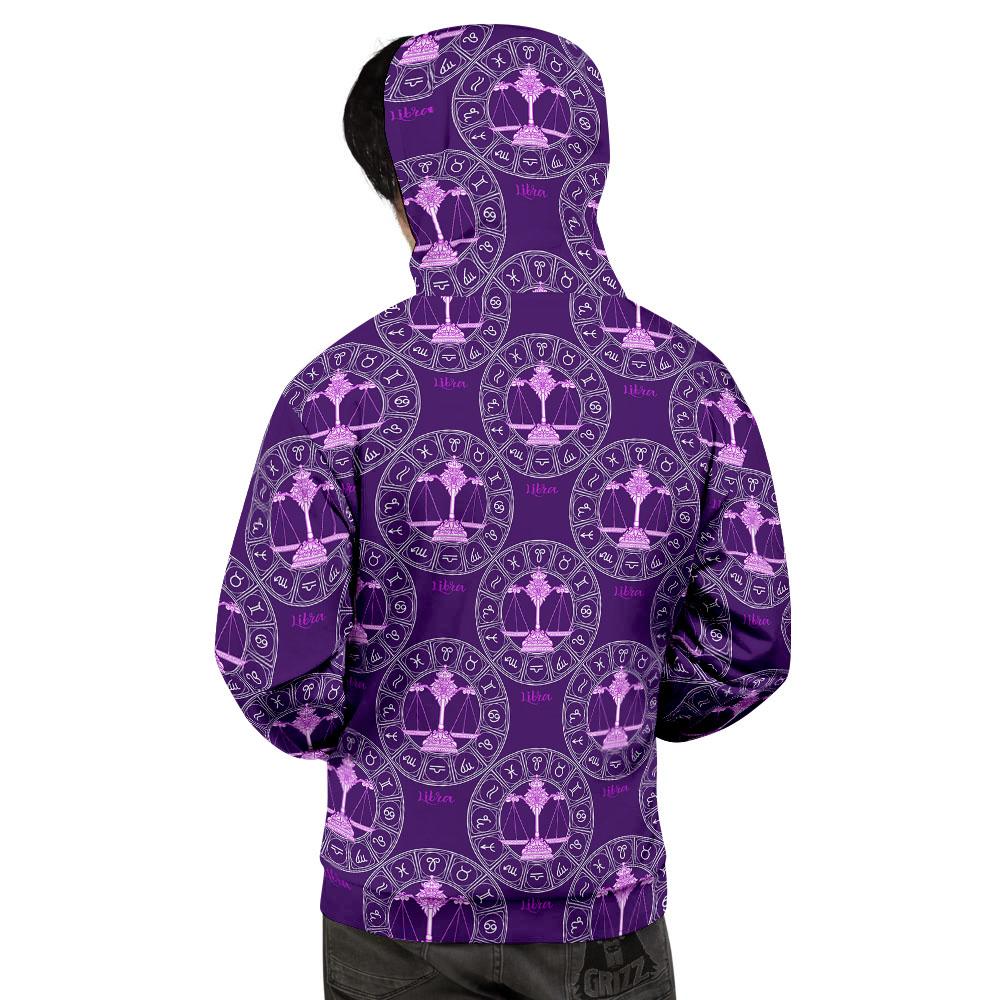 Zodiac Libra Purple Print Pattern Men's Hoodie-grizzshop