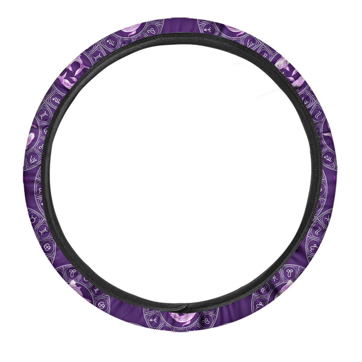 Zodiac Pisces Purple Print Pattern Car Steering Wheel Cover-grizzshop