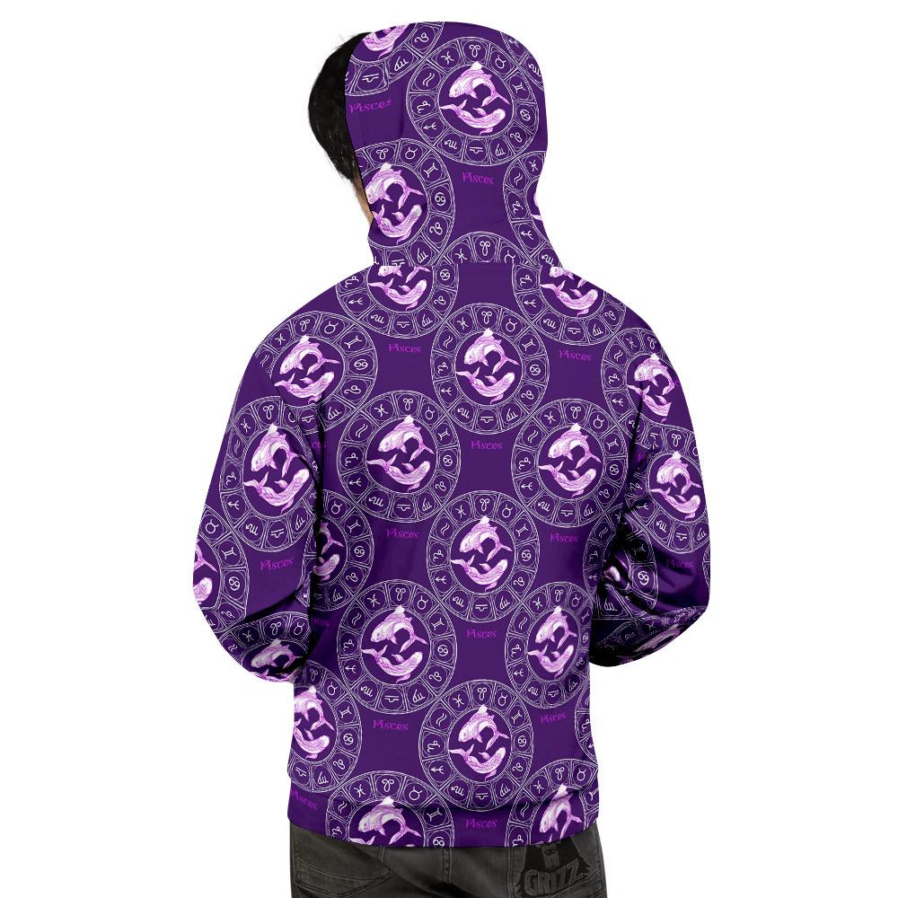 Zodiac Pisces Purple Print Pattern Men's Hoodie-grizzshop