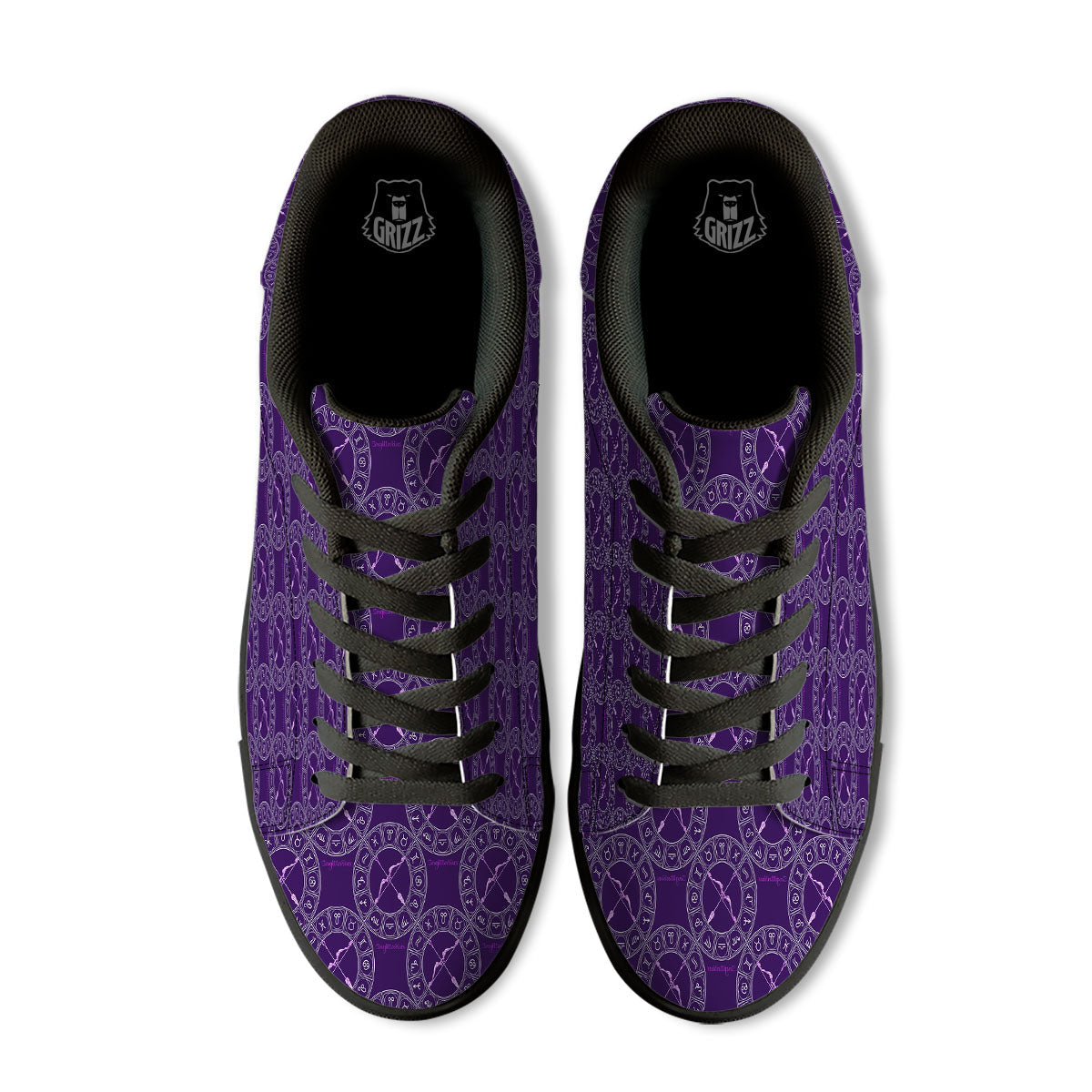 Zodiac Sagittarius Purple Print Pattern Black Low Top Sneakers-grizzshop