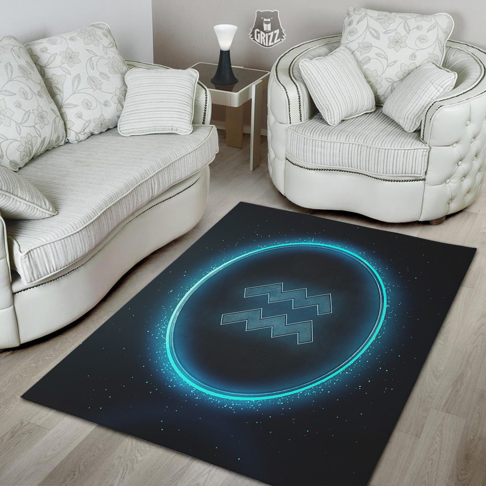 Zodiac Sign Blue Aquarius Print Floor Mat-grizzshop