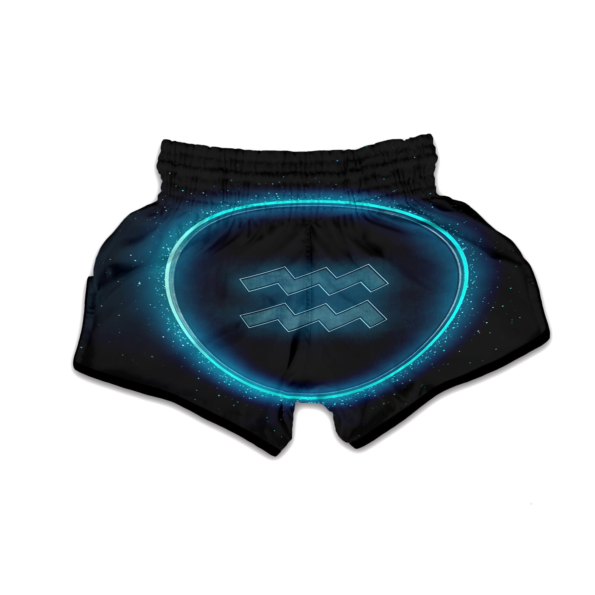 Zodiac Sign Blue Aquarius Print Muay Thai Boxing Shorts-grizzshop