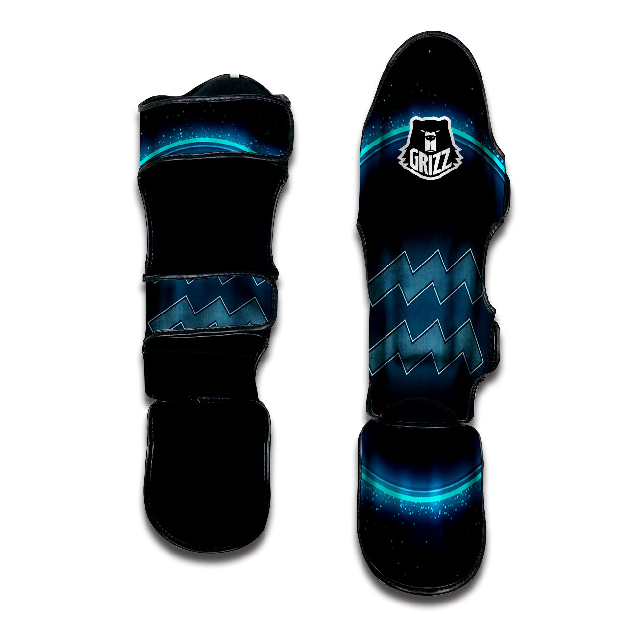 Zodiac Sign Blue Aquarius Print Muay Thai Shin Guards-grizzshop