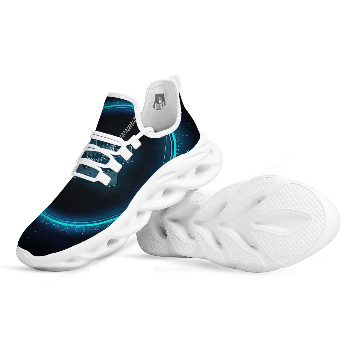 Zodiac Sign Blue Aquarius Print White Running Shoes-grizzshop