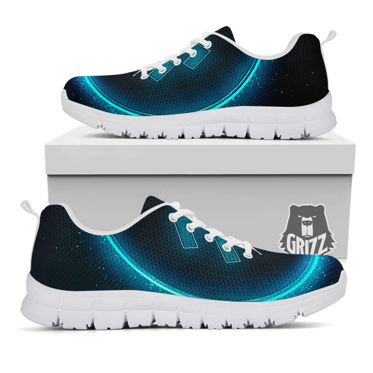 Zodiac Sign Blue Aquarius Print White Sneaker-grizzshop
